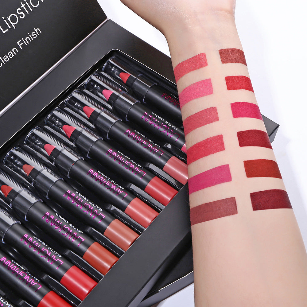 Buy 12 Non-stick Cup Matte Lipstick Set for Stunning Lips | Beauty Harrison